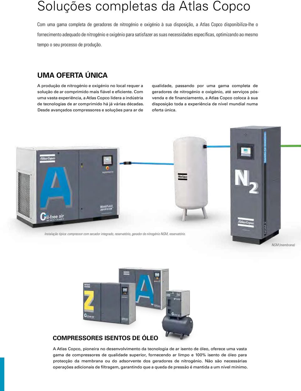 UMA OFERTA ÚNICA A produção de nitrogénio e oxigénio no local requer a solução de ar comprimido mais fiável e eficiente.