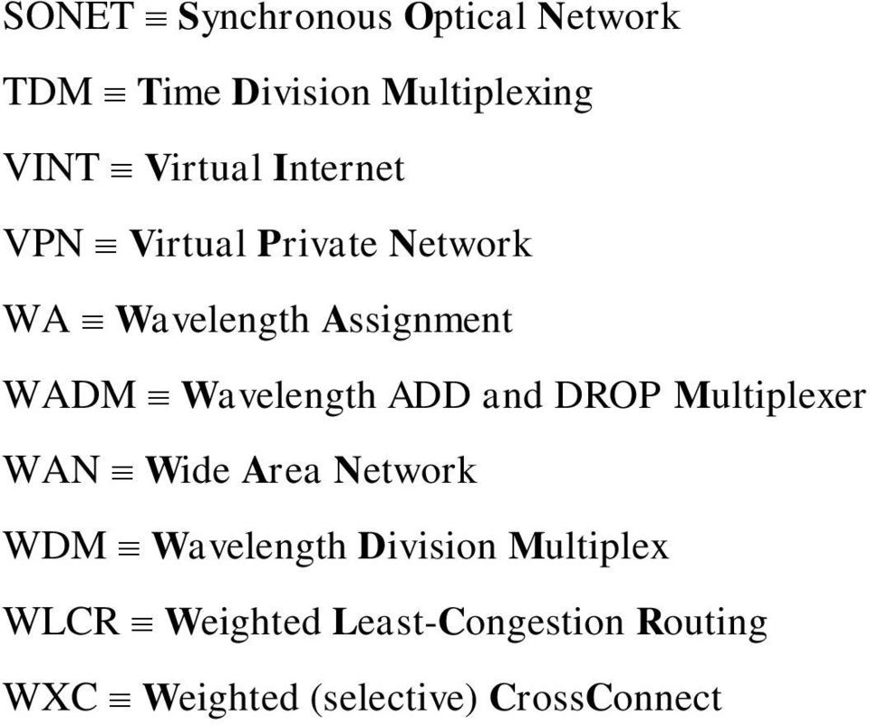 ADD and DROP Multiplexer WAN Wide Area Network WDM Wavelength Division