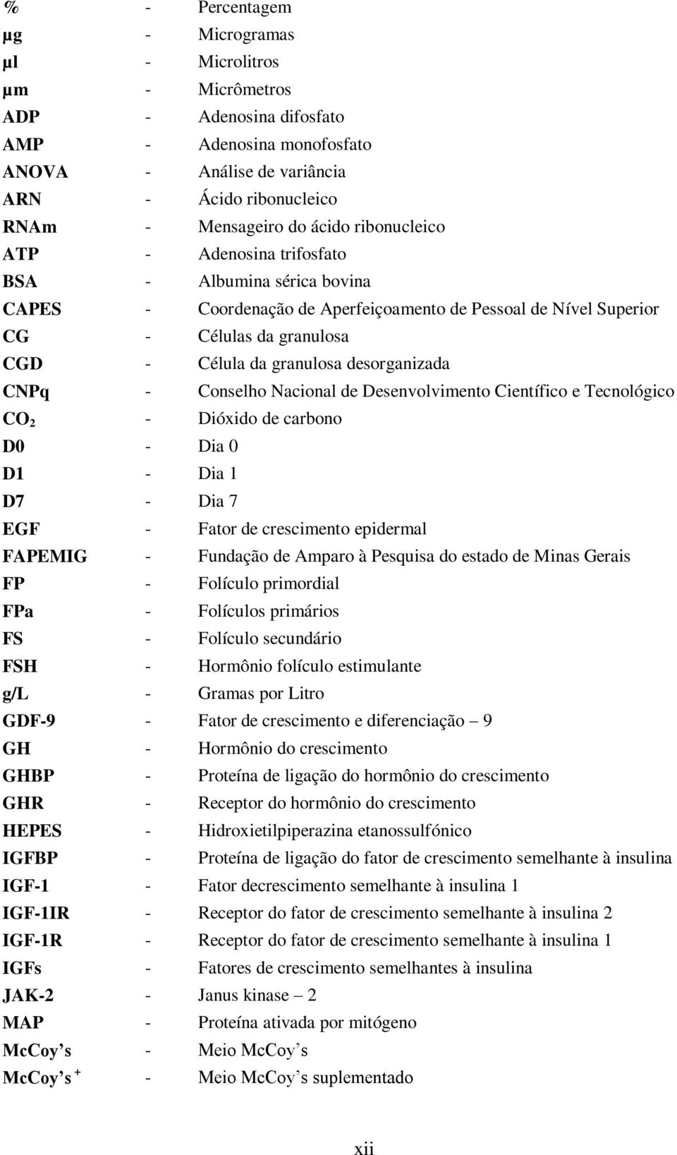 desorganizada CNPq - Conselho Nacional de Desenvolvimento Científico e Tecnológico CO 2 - Dióxido de carbono D0 - Dia 0 D1 - Dia 1 D7 - Dia 7 EGF - Fator de crescimento epidermal FAPEMIG - Fundação