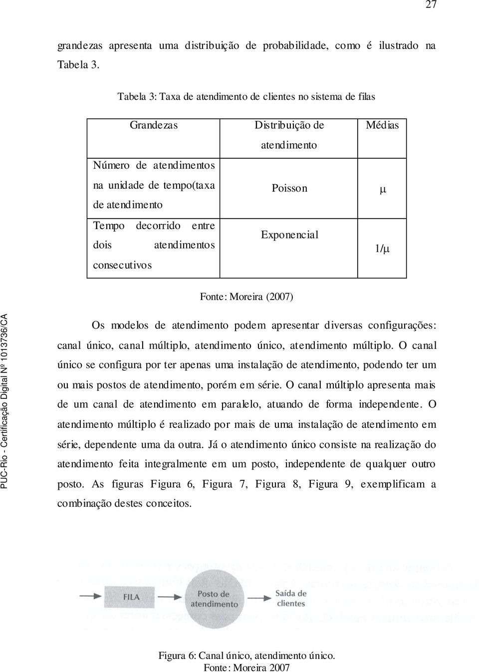 Poisso Expoeial Médias / Fote: Moreira (2007) Os modelos de atedimeto podem apresetar diversas ofigurações: aal úio, aal múltiplo, atedimeto úio, atedimeto múltiplo.