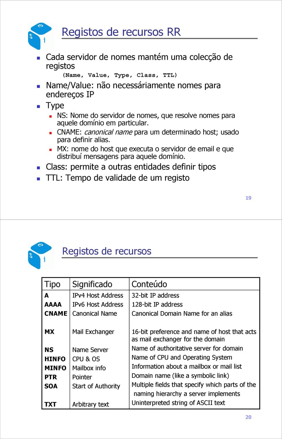 MX: nome do host que executa o servidor de email e que distribuí mensagens para aquele domínio.