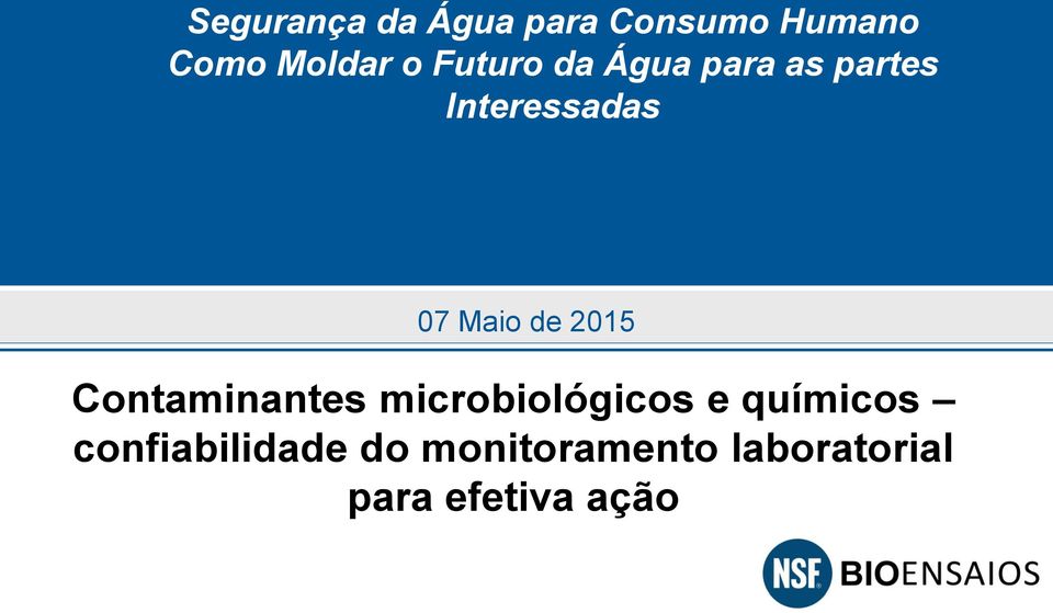 2015 Contaminantes microbiológicos e químicos