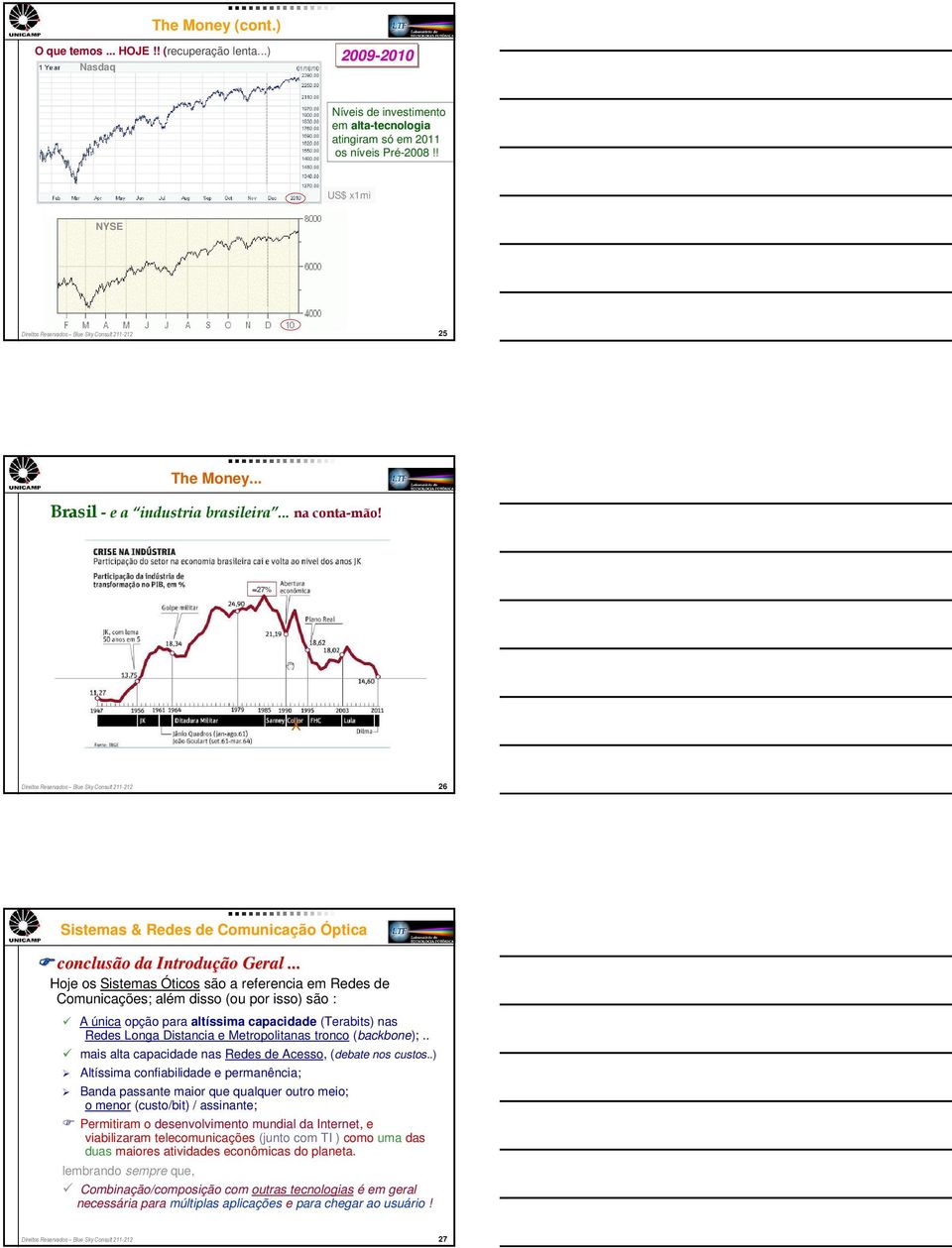 .. Hoje os Sistemas Óticos são a referencia em Redes de Comunicações; além disso (ou por isso) são : A única opção para altíssima capacidade (Terabits) nas Redes Longa Distancia e Metropolitanas