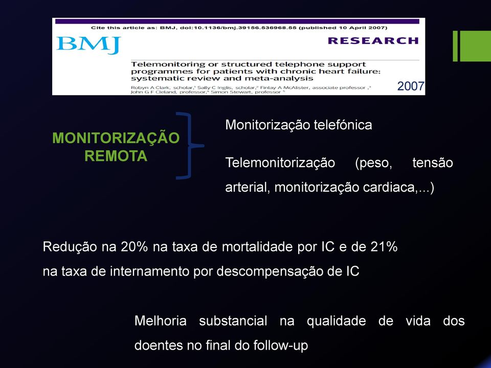 ..) Redução na 20% na taxa de mortalidade por IC e de 21% na taxa de