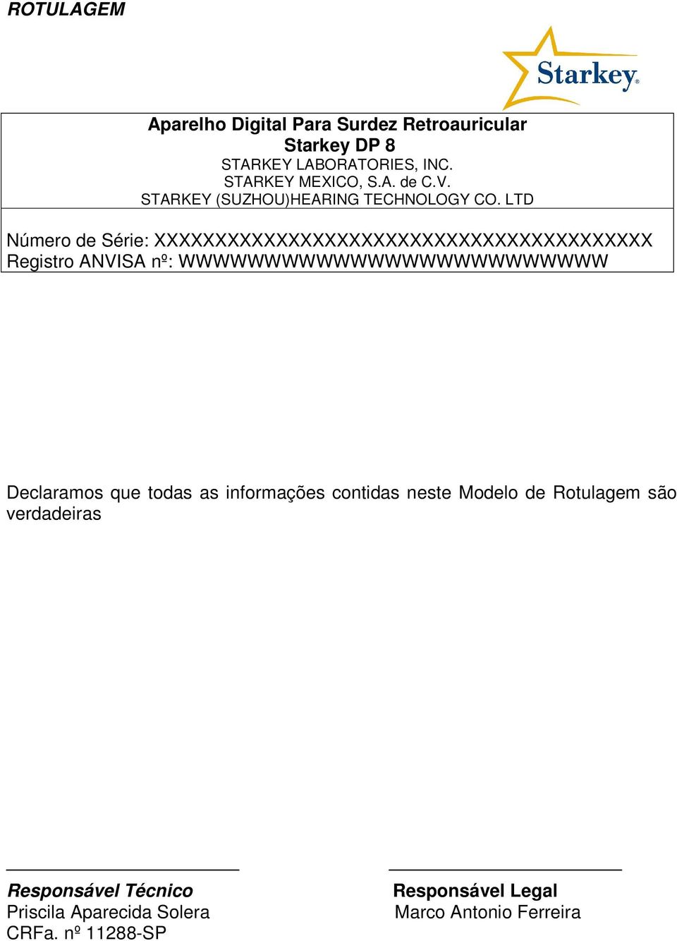 Responsável Técnico Priscila Aparecida Solera CRFa.