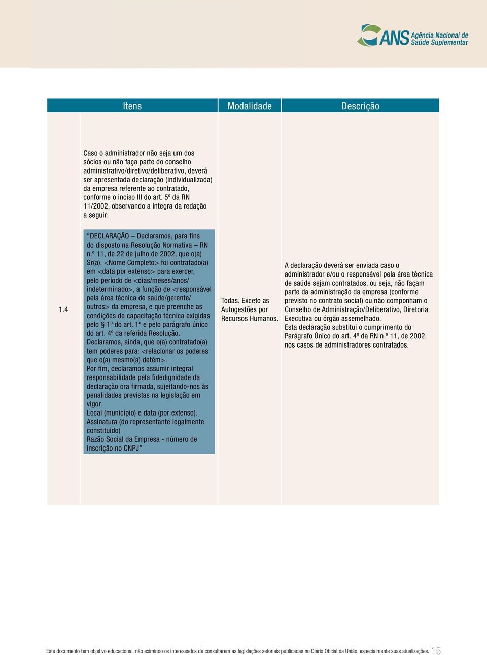 º 11, de 22 de julho de 2002, que o(a) Sr(a).