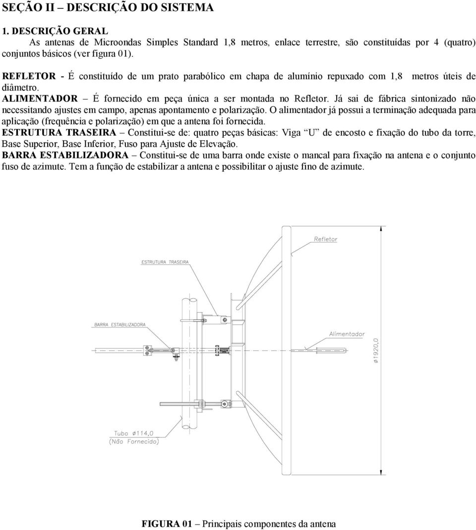 Já sai de fábrica sintonizado não necessitando ajustes em campo, apenas apontamento e polarização.