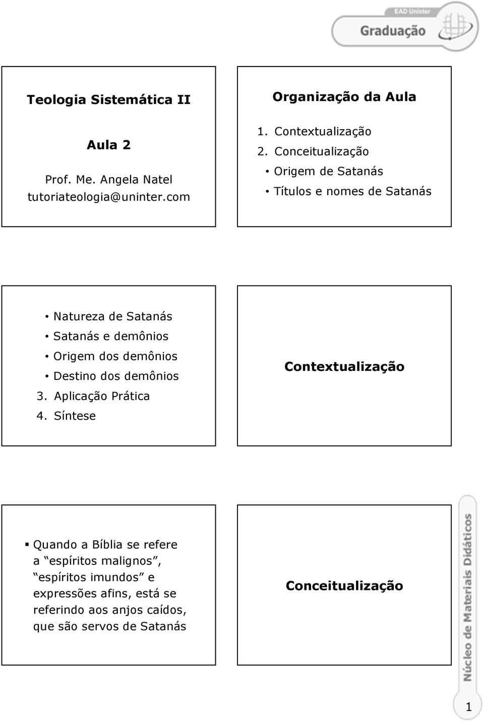 Conceitualização Origem de Satanás Títulos e nomes de Satanás Natureza de Satanás Satanás e demônios Origem dos demônios