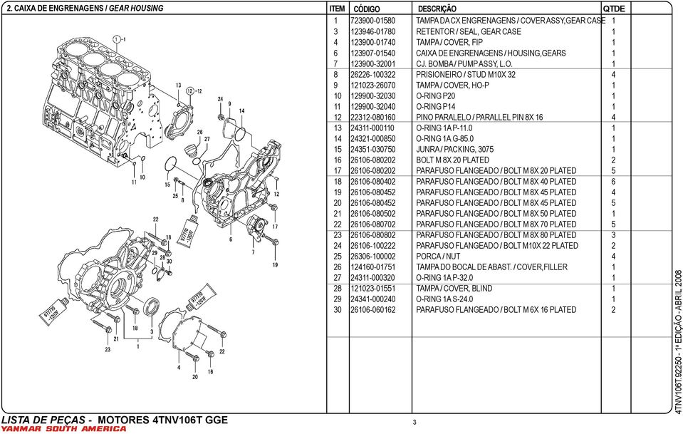 ER, FIP 1 6 123907-01540 CAIXA DE ENGRENAGENS / HOU