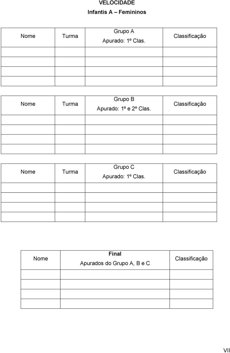 Classificação Turma Grupo B Apurado: 1º e 2º Clas.