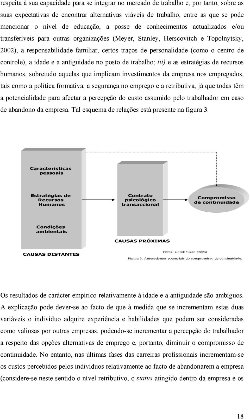 personalidade (como o centro de controle), a idade e a antiguidade no posto de trabalho; iii) e as estratégias de recursos humanos, sobretudo aquelas que implicam investimentos da empresa nos