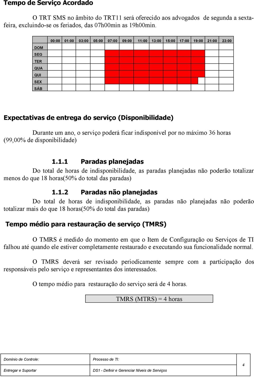 indisponível por no máximo 36 horas (99,00% de disponibilidade) 1.