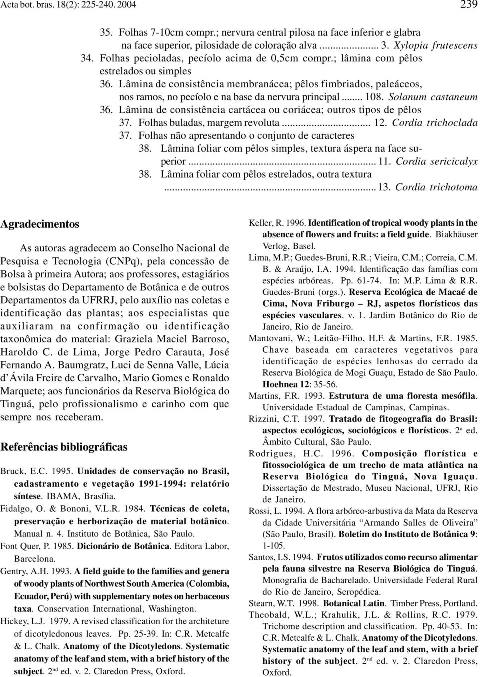 Lâmina de consistência membranácea; pêlos fimbriados, paleáceos, nos ramos, no pecíolo e na base da nervura principal... 108. Solanum castaneum 36.