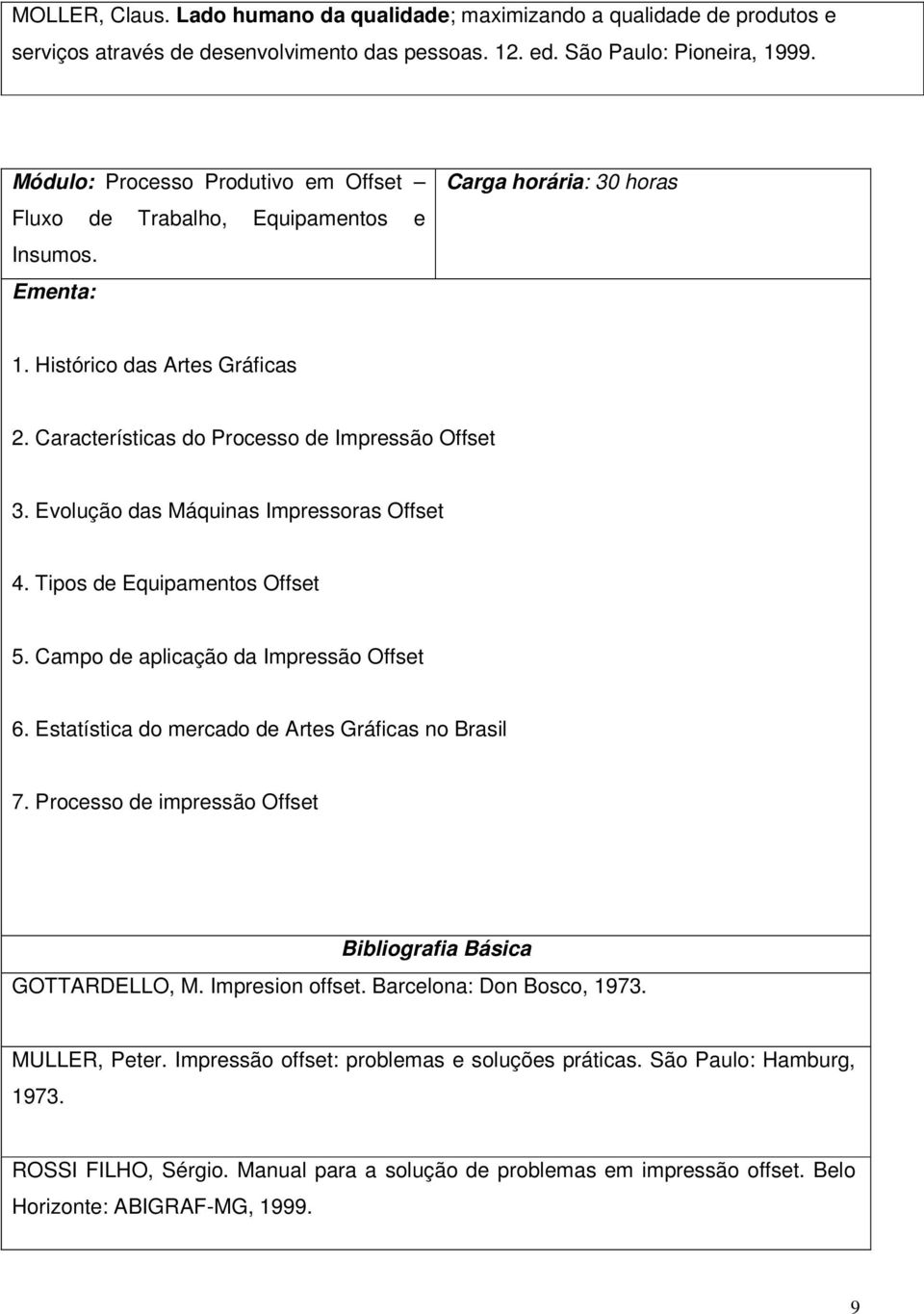 Evolução das Máquinas Impressoras Offset 4. Tipos de Equipamentos Offset 5. Campo de aplicação da Impressão Offset 6. Estatística do mercado de Artes Gráficas no Brasil 7.