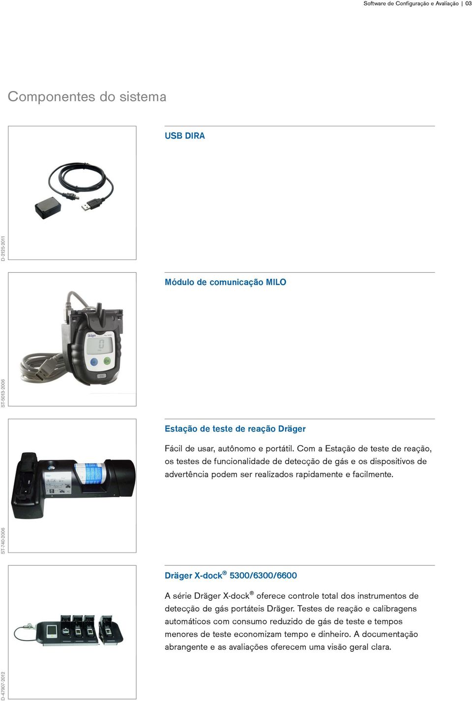 Com a Estação de teste de reação, os testes de funcionalidade de detecção de gás e os dispositivos de advertência podem ser realizados rapidamente e facilmente.