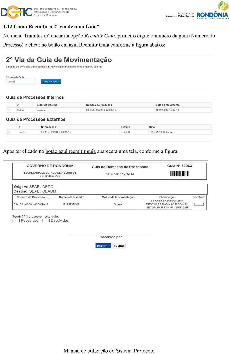 numero da guia (Numero do Processo) e clicar no botão em azul Reemitir