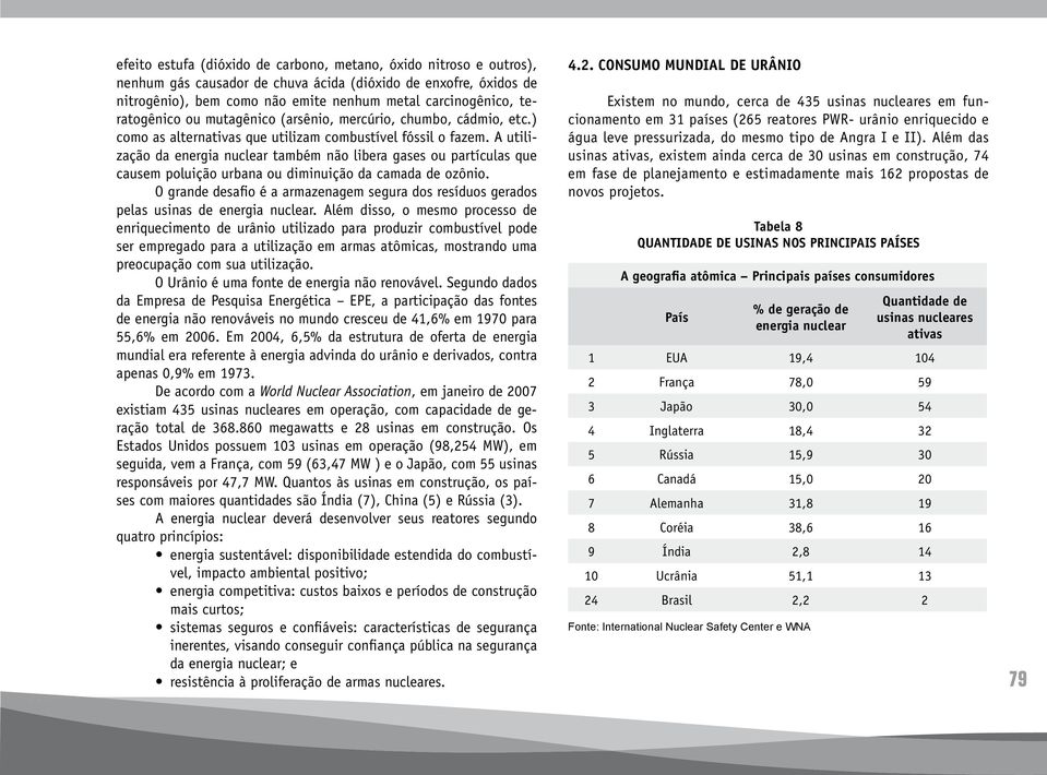 A utilização da energia nuclear também não libera gases ou partículas que causem poluição urbana ou diminuição da camada de ozônio.