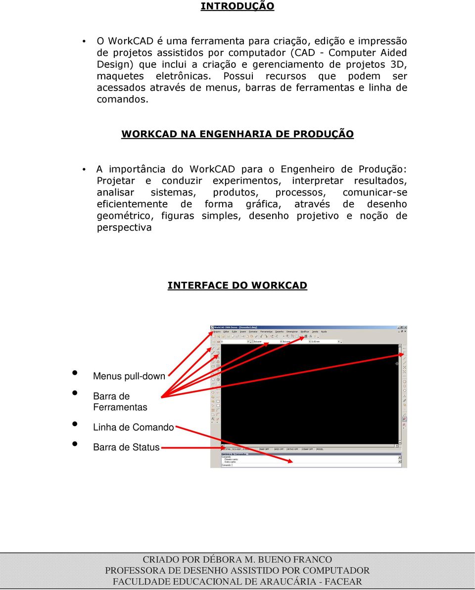 WORKCAD NA ENGENHARIA DE PRODUÇÃO A importância do WorkCAD para o Engenheiro de Produção: Projetar e conduzir experimentos, interpretar resultados, analisar sistemas, produtos,