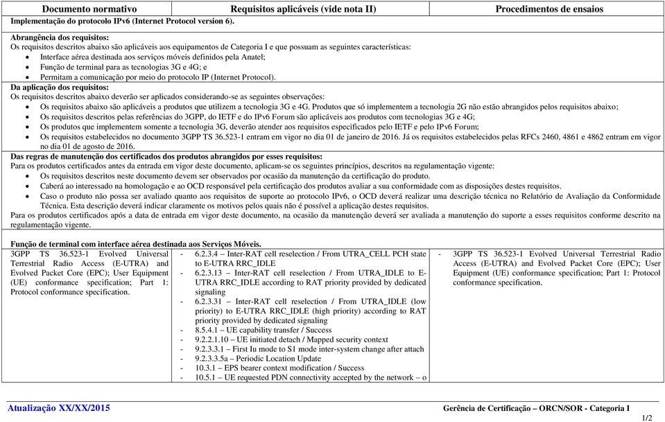 definidos pela Anatel; Função de terminal para as tecnologias 3G e 4G; e Permitam a comunicação por meio do protocolo IP (Internet Protocol).