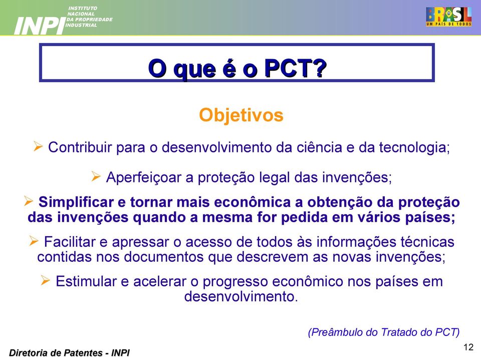 Simplificar e tornar mais econômica a obtenção da proteção das invenções quando a mesma for pedida em vários países;