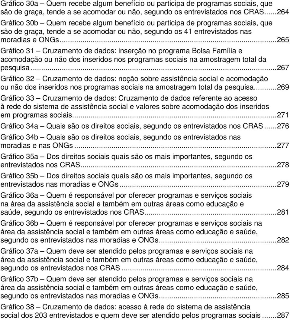 ..265 Gráfico 31 Cruzamento de dados: inserção no programa Bolsa Família e acomodação ou não dos inseridos nos programas sociais na amostragem total da pesquisa.