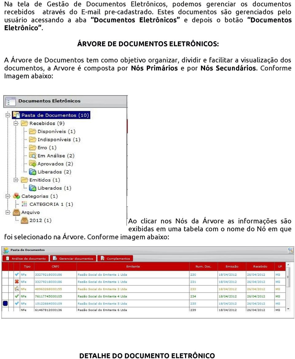 ÁRVORE DE DOCUMENTOS ELETRÔNICOS: A Árvore de Documentos tem como objetivo organizar, dividir e facilitar a visualização dos documentos, a Arvore é composta por