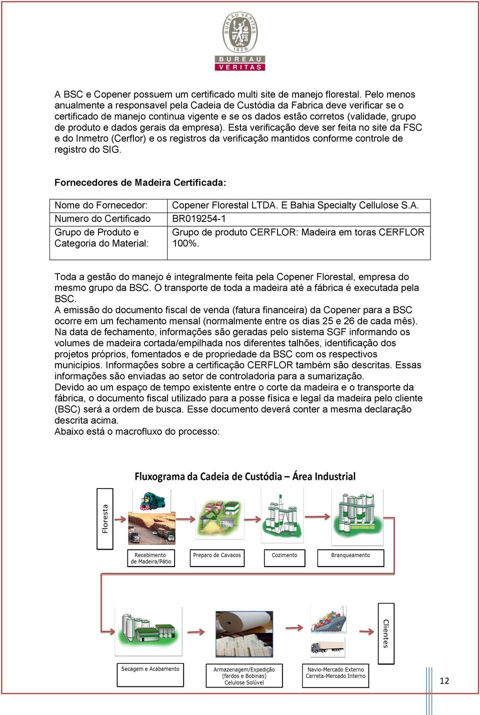 gerais da empresa). Esta verificação deve ser feita no site da FSC e do Inmetro (Cerflor) e os registros da verificação mantidos conforme controle de registro do SIG.