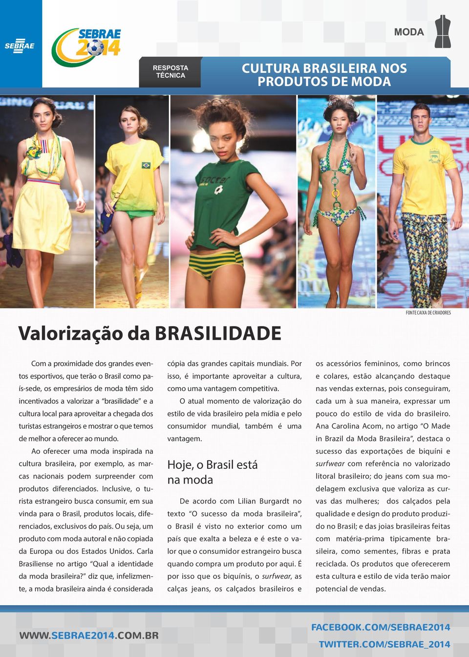 Ao oferecer uma moda inspirada na cultura brasileira, por exemplo, as marcas nacionais podem surpreender com produtos diferenciados.