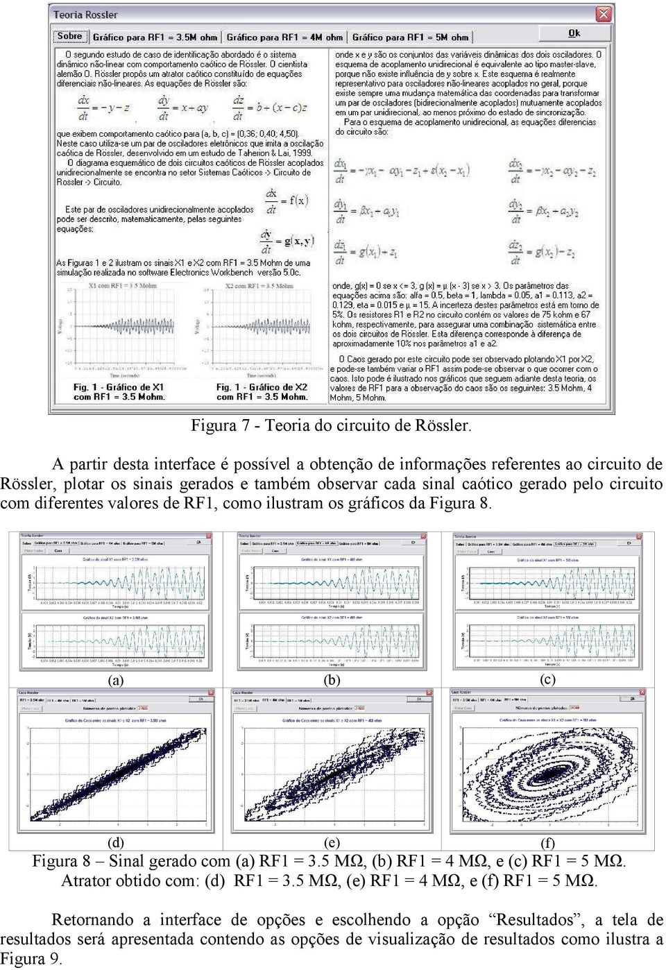 gerado pelo circuito com diferentes valores de RF1, como ilustram os gráficos da Figura 8. (a) (b) (c) (d) (e) (f) Figura 8 Sinal gerado com (a) RF1 = 3.