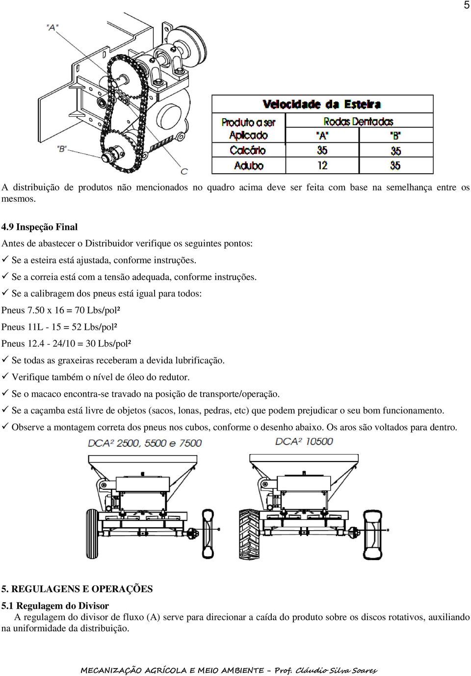 Se a calibragem dos pneus está igual para todos: Pneus 7.50 x 16 = 70 Lbs/pol² Pneus 11L - 15 = 52 Lbs/pol² Pneus 12.4-24/10 = 30 Lbs/pol² Se todas as graxeiras receberam a devida lubrificação.