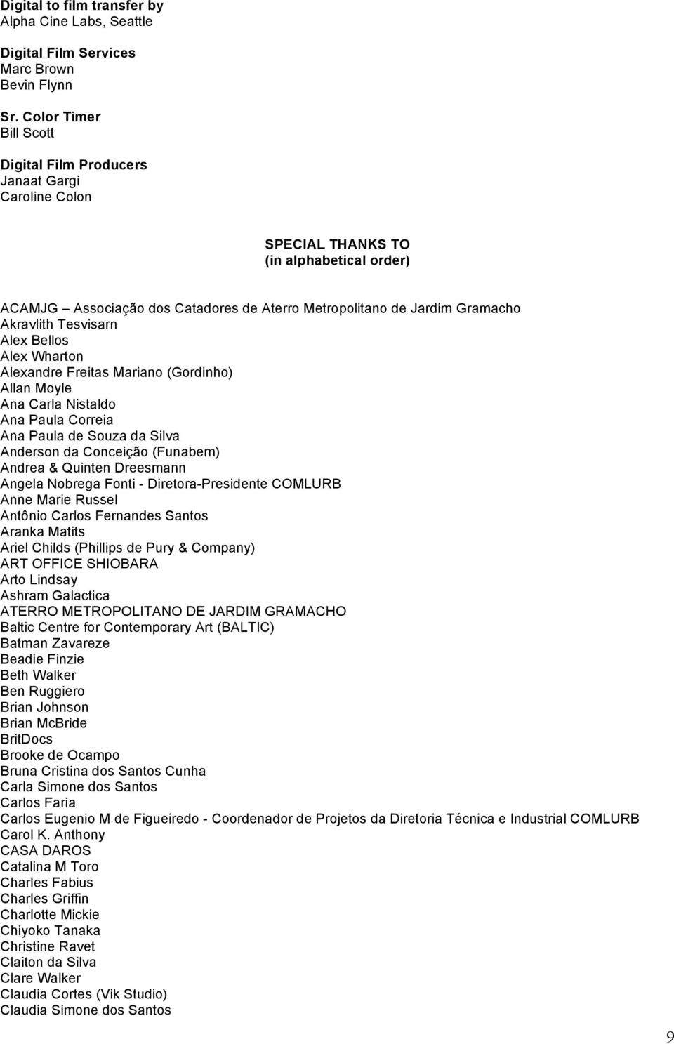 Akravlith Tesvisarn Alex Bellos Alex Wharton Alexandre Freitas Mariano (Gordinho) Allan Moyle Ana Carla Nistaldo Ana Paula Correia Ana Paula de Souza da Silva Anderson da Conceição (Funabem) Andrea &