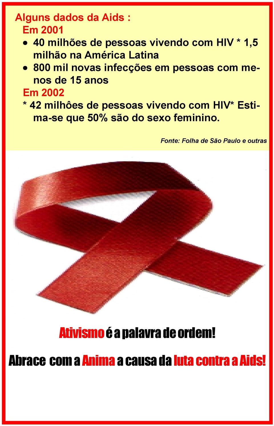 milhôes de pessoas vivendo com HIV* Estima-se que 50% são do sexo feminino.