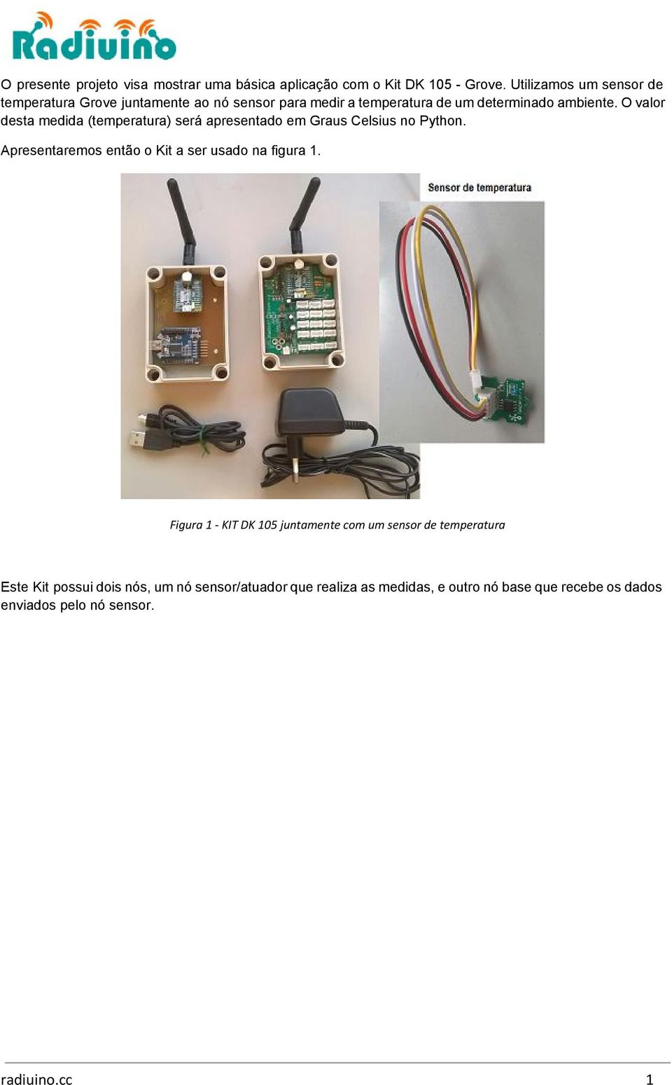 O valor desta medida (temperatura) será apresentado em Graus Celsius no Python. Apresentaremos então o Kit a ser usado na figura 1.