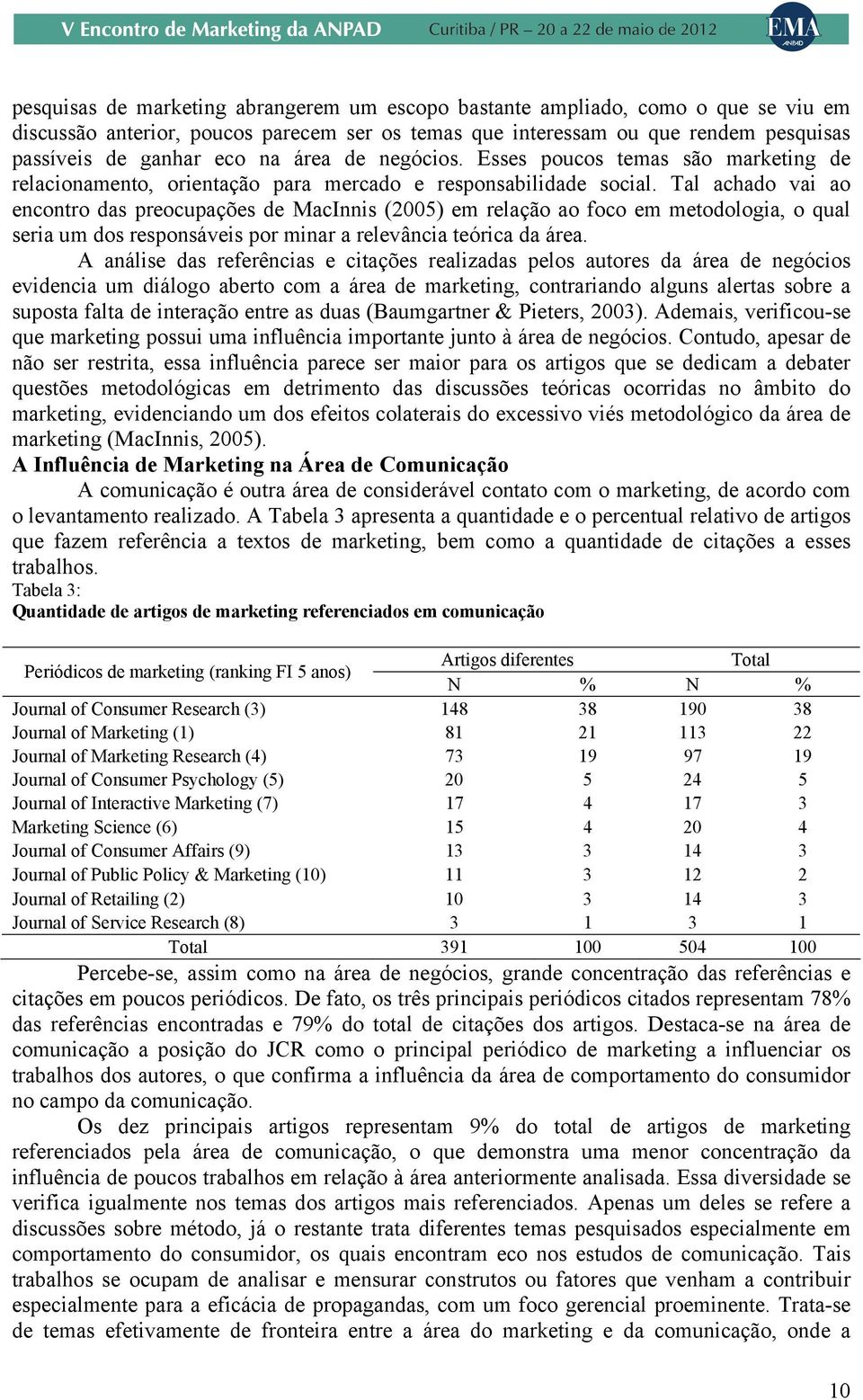 Tal achado vai ao encontro das preocupações de MacInnis (2005) em relação ao foco em metodologia, o qual seria um dos responsáveis por minar a relevância teórica da área.