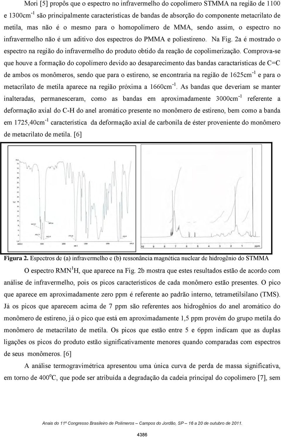 2a é mostrado o espectro na região do infravermelho do produto obtido da reação de copolimerização.