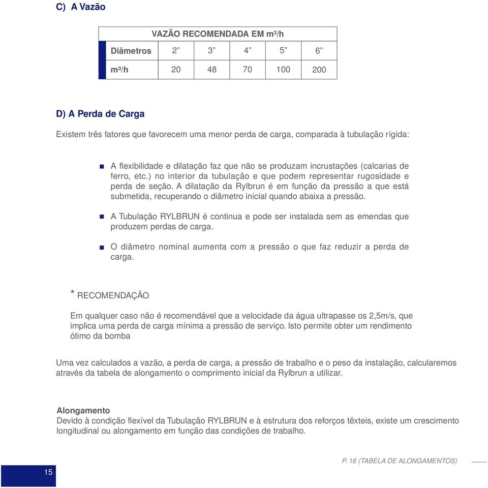 A dilatação da Rylbrun é em função da pressão a que está submetida, recuperando o diâmetro inicial quando abaixa a pressão.