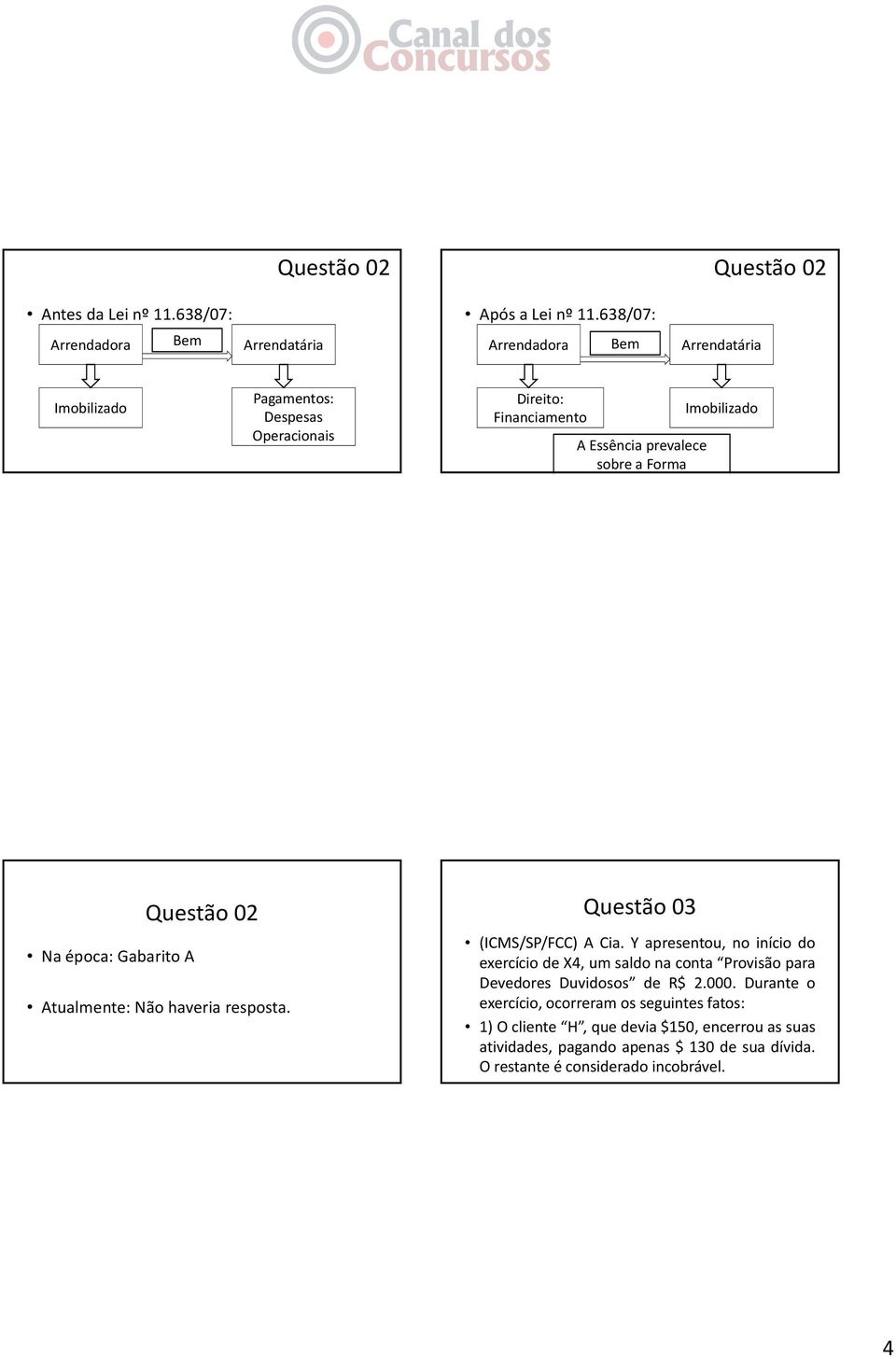 época: Gabarito A Questão 02 Atualmente: Não haveria resposta. Questão 03 (ICMS/SP/FCC) A Cia.