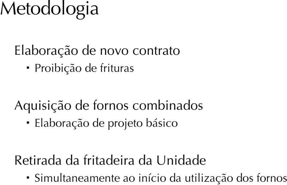 Elaboração de projeto básico Retirada da fritadeira