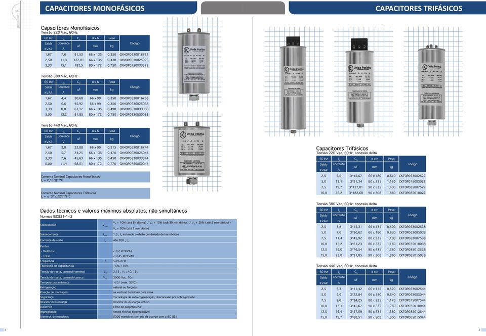 91,85 80 x 172 0,750 CKMOP0630050038 Tensão 440 Vac, 60Hz V 1,67 3,8 22,88 66 x 99 0,315 CKMOP0630016744 2,50 5,7 34,25 66 x 135 0,470 CKMOP0630025044 3,33 7,6 45,63 66 x 135 0,450 CKMOP0630033344