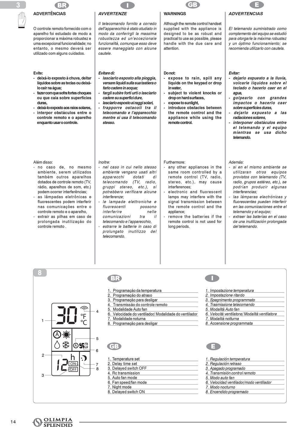 Il telecomando fornito a corredo dell apparecchio è stato studiato in modo da conferirgli la massima robustezza ed un eccezionale funzionalità, comunque esso deve essere maneggiato con alcune cautele.