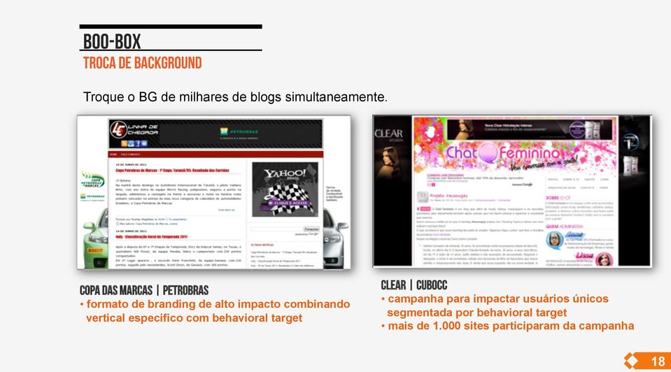 vertical específico com behavioral target CLEAR CUBOCC campanha para impactar