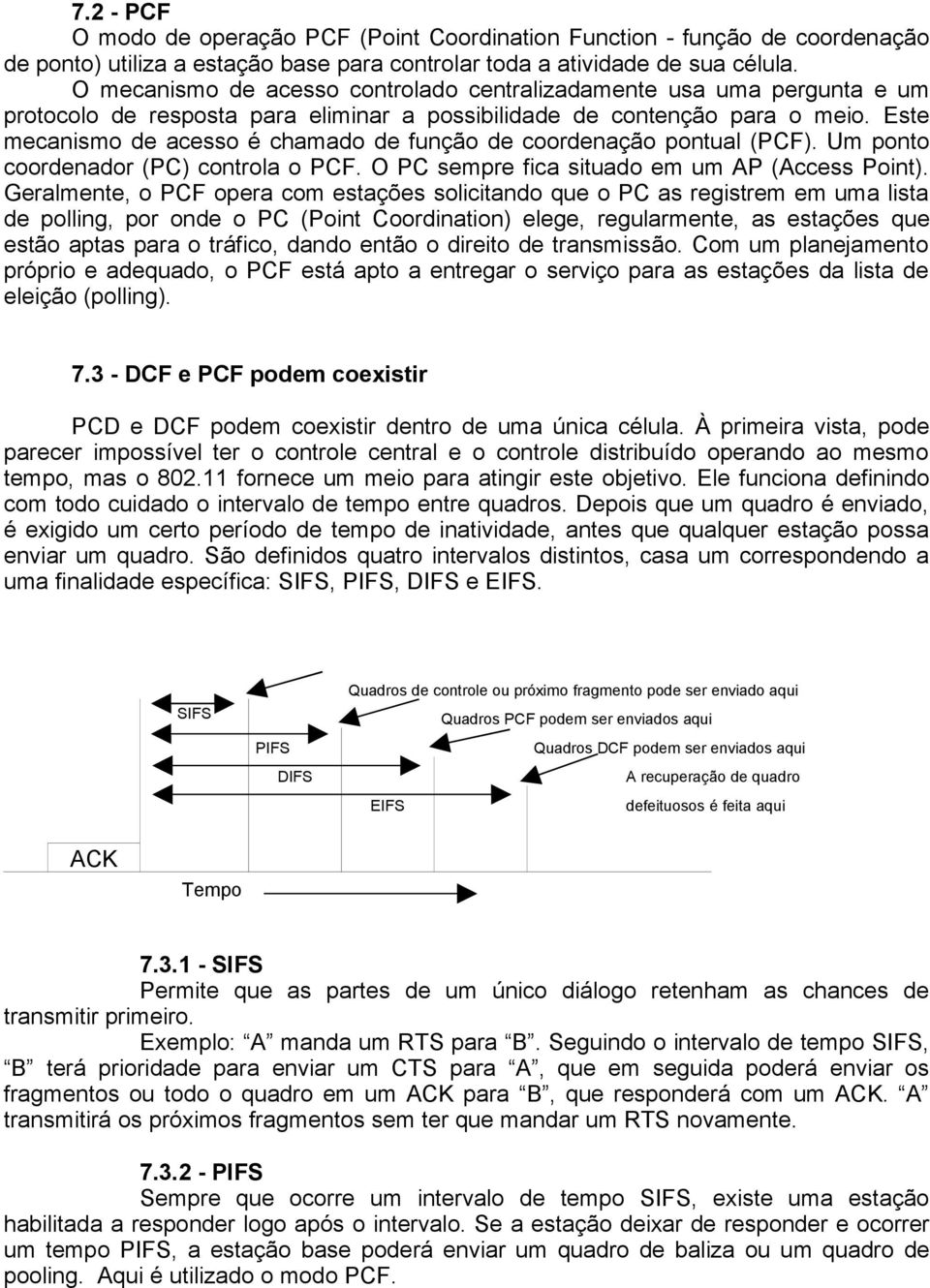 Este mecanismo de acesso é chamado de função de coordenação pontual (PCF). Um ponto coordenador (PC) controla o PCF. O PC sempre fica situado em um AP (Access Point).