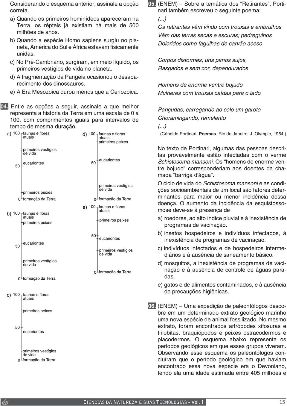 d) A fragmentação da Pangeia ocasionou o desaparecimento dos dinossauros. e) A Era Mesozoica durou menos que a Cenozoica. 04.