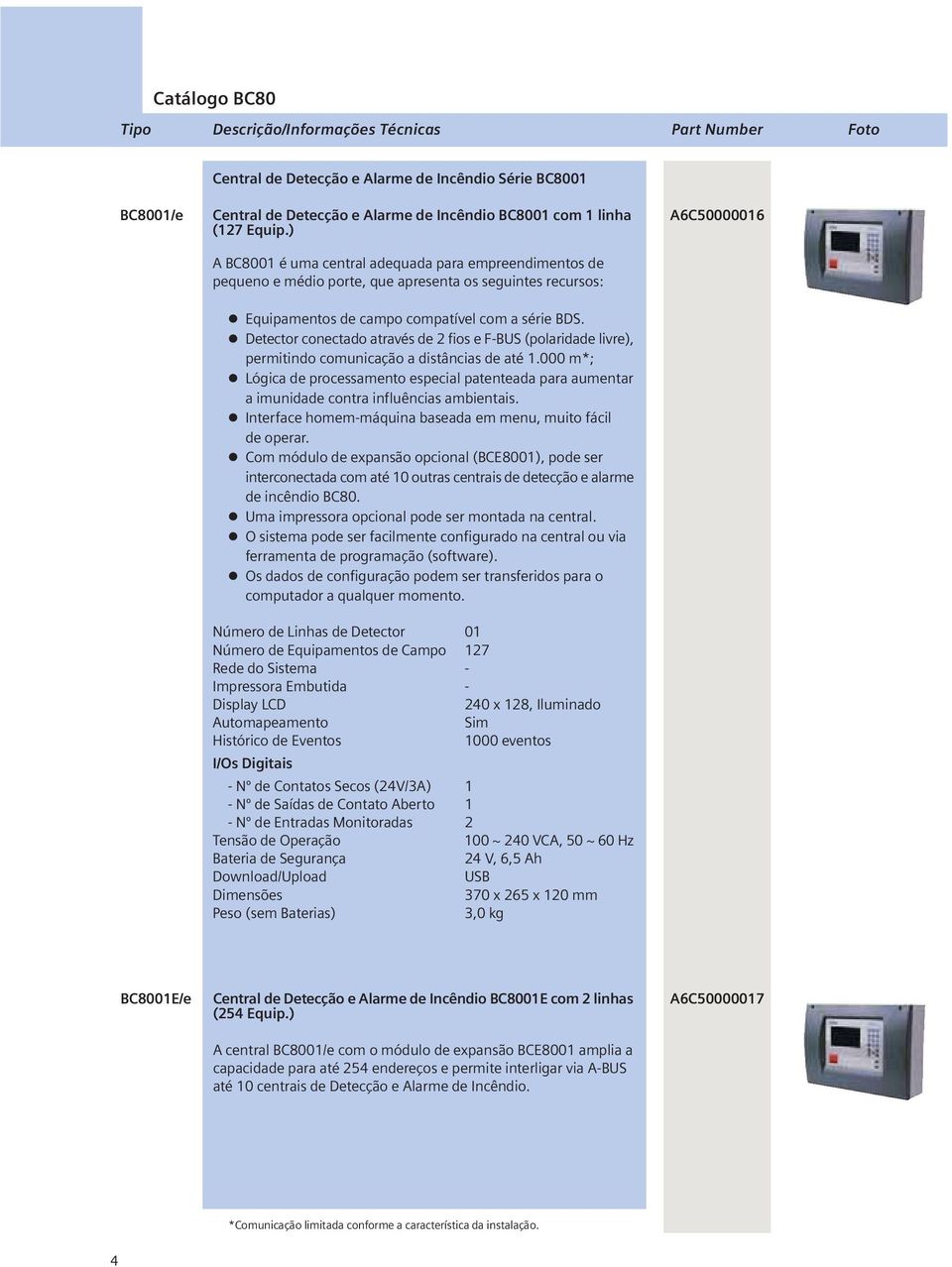 Detector conectado através de 2 fios e F-BUS (polaridade livre), permitindo comunicação a distâncias de até 1.