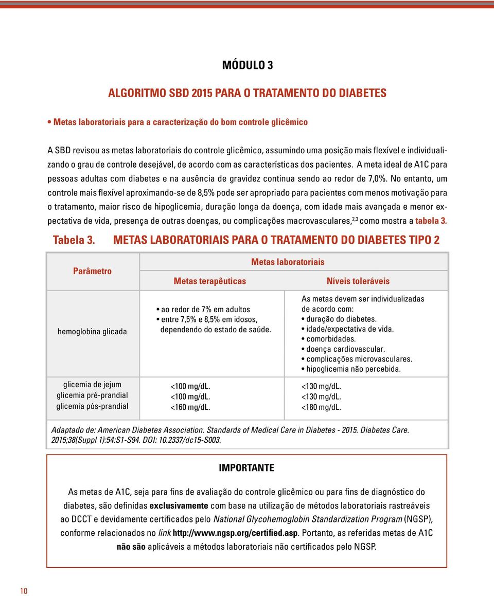 A meta ideal de A1C para pessoas adultas com diabetes e na ausência de gravidez continua sendo ao redor de 7,0%.