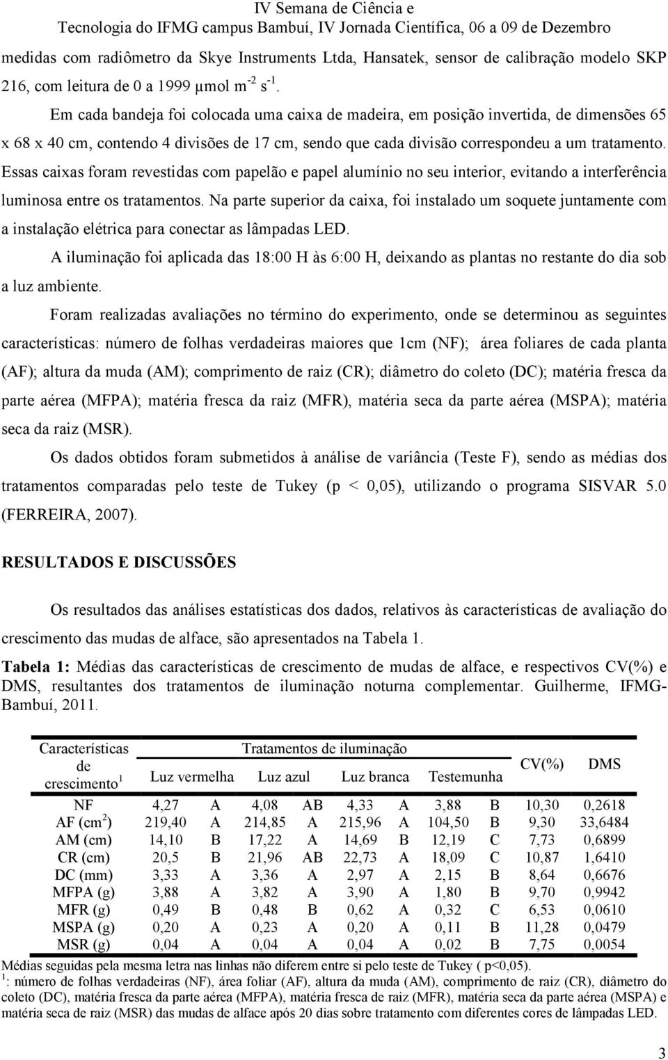 Essas caixas foram revestidas com papelão e papel alumínio no seu interior, evitando a interferência luminosa entre os tratamentos.