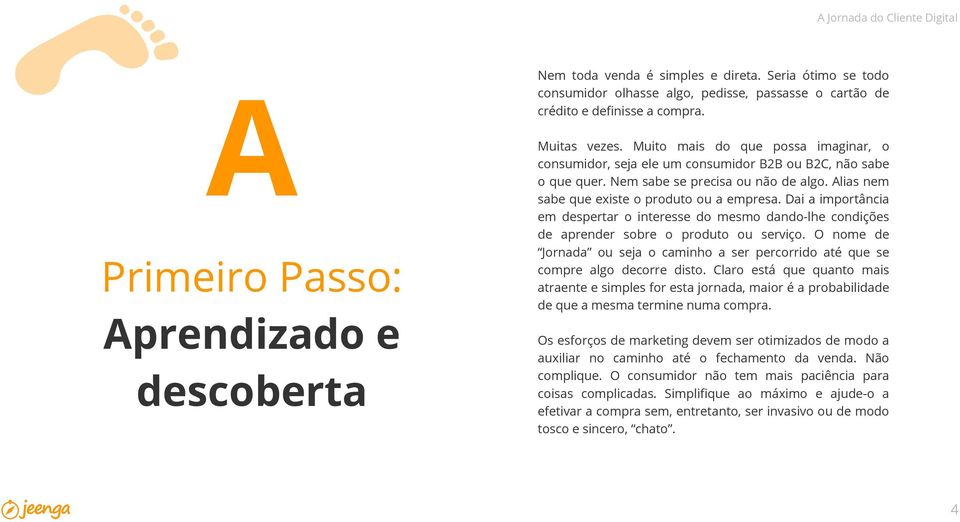 Dai a importância em despertar o interesse do mesmo dando-lhe condições de aprender sobre o produto ou serviço.