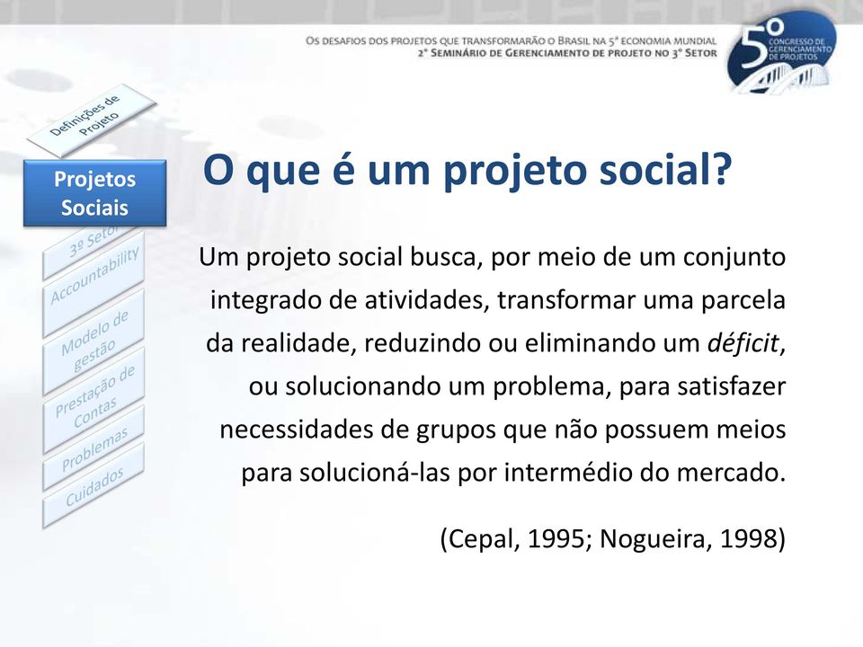 parcela da realidade, reduzindo ou eliminando um déficit, ou solucionando um problema,