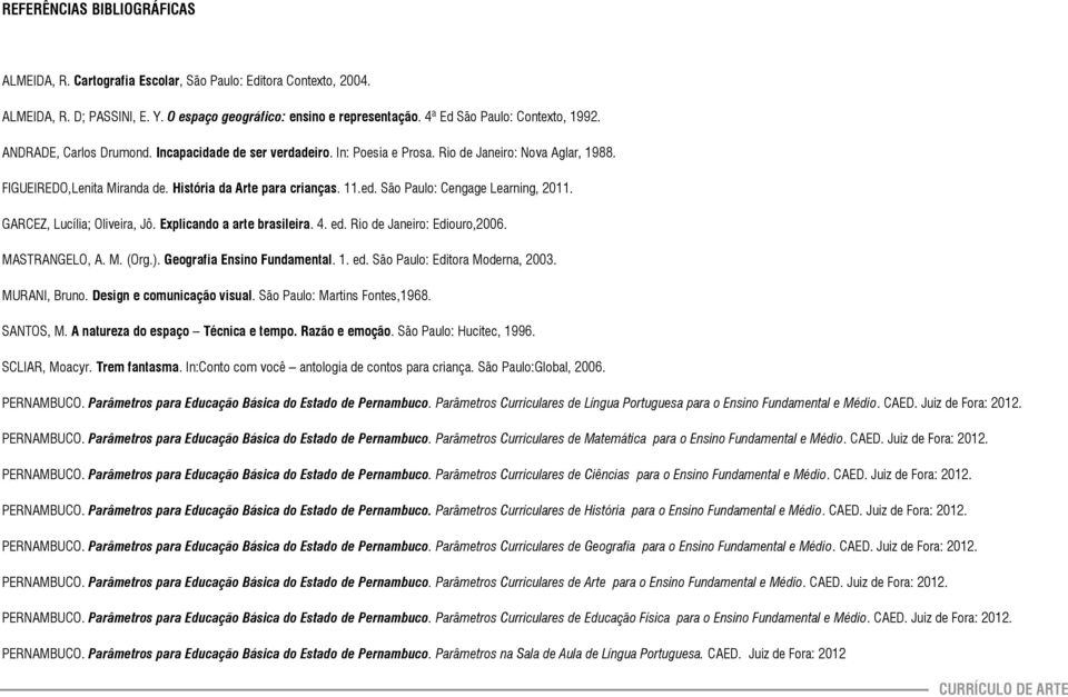 História da Arte para crianças. 11.ed. São Paulo: Cengage Learning, 2011. GARCEZ, Lucília; Oliveira, Jô. Explicando a arte brasileira. 4. ed. Rio de Janeiro: Ediouro,2006. MASTRANGELO, A. M. (Org.).