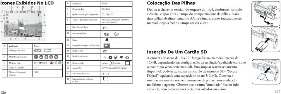 sentido do soquete do tripé, conforme ilustrado à direita, e após abra a tampa do compartimento de pilhas.